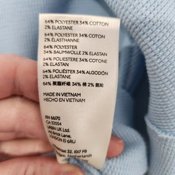 Free People Fuji Thermal Long Sleeve Off the Shoulder Top in Dew Shine Blue, L - Picture 10 of 11